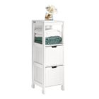 SoBuy FRG127-W Meuble Colonne Meuble Bas de Salle de Bain Armoire toilette – 1 étage et 2 tiroirs