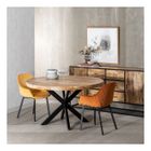 TOUSMESMEUBLES Table de repas ronde 140 cm Bois Brut/Noir - AMANDIA : Bois - L 140 x l 140 x H 77 cm