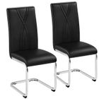 Lot de 2 Chaises Salle à Manger en Similicuir, Haut Dossier & Pieds Métalliques en U, Design Moderne-Cuisine/Appoint,Noir YAHEETECH