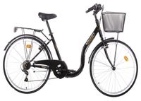 Vélo Rétro 26'' cadre acier " Discovery Adventures " 6 Vitesses, dérailleur Shimano et poignée tournante + équipement City + Panier