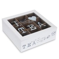Boîte à thé en bois avec 9 cloisons, boîte à thé avec couvercle en verre