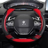 Rouge - Pour Peugeot 208 e208 2020 2021 2022 housse de volant de voiture mignon en fibre de carbone PU cuir f