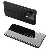 Housse pour Xiaomi Redmi Note 13 5G - etui coque portefeuille clear view miroir + film ecran - NOIR