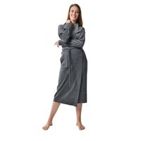 DeSen Femme Robe de Chambre Peignoir Velours Hiver Longs Peignoirs de Bain Douce Microfibre Robe de Nuit Gris S