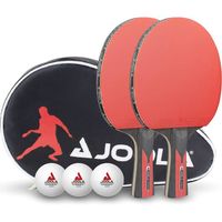 JOOLA Set de Tennis de Table Duo Carbon 2 Raquettes de ping Pong + 3 balles + 1 Housse Portable, Rouge-Noir, 6 pcs53