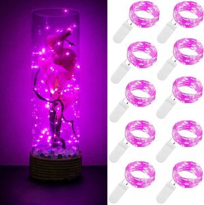 GUIRLANDE D'EXTÉRIEUR Lot de 10 guirlandes lumineuses LED à piles 1m 10 LED fil d'argent rose étanche bouteille étoile guirlandes lumineuses pour [m3703]