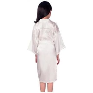 PEIGNOIR nouvelle couleur unie filles robe en soie fleur fille kimono robe mariage peignoir court pyjama[939]