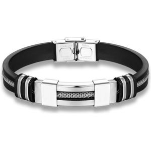 BRACELET - GOURMETTE  Organgonfand Bracelet Homme La mode Bijoux Noir Acier inoxydable Silicone Bracelet homme