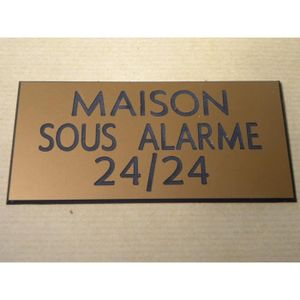 plaque gravée SIGNALETIQUE "PORTE SOUS ALARME" ft  200 x 98 mm 