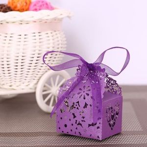 10 Violet /& Lilas Deux Tons Carré Boite /& Couvercle /& Ruban Mariage Faveur Fête Cadeau