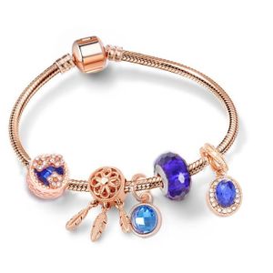 BRACELET - GOURMETTE A01 - 18cm - Bracelet à breloques en cristal et cœur pour femme, bijou Antique avec perles en verre de Murano