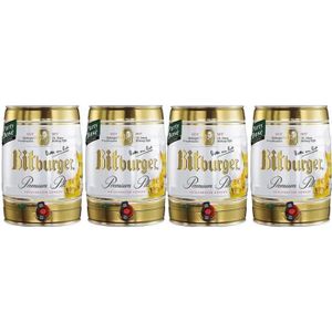 BIERE 4 futs de bière BITBURGER Premium Pils bière allemande 4 x 5l Baril