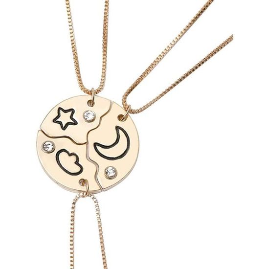 Cadeau Bff WJIAEER 2PCS Collier D'amitié Deux Filles Collier, Meilleur Ami Cadeau Bracelet Amitié Fille