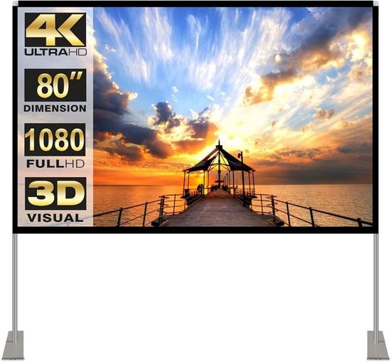 Écran De Projection 100", 16:9, HD, Pliable, Double Face, Anti-Plis