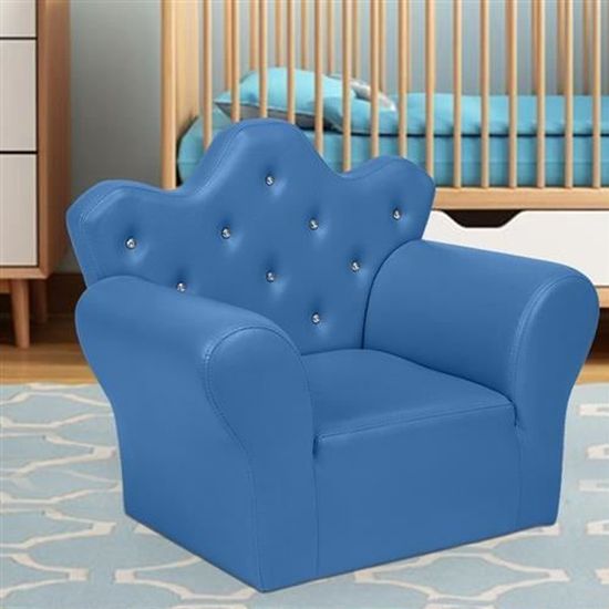 Fauteuil Canape Confortable Pour Enfant Design En Forme De Couronne Avec Pouf Bleu Cdiscount Puericulture Eveil Bebe