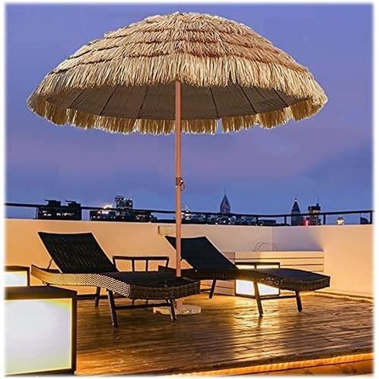 Parasol 200 Cm Rond L'été Hawaii Paille De Raphia De Hula 45