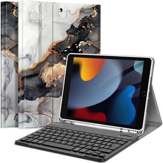 Clavier Magnétique Détachable AZERTY Pour IPad 9e/8e/7e Génération, IPad Air 3 Et IPad Pro 10.5" - Étui Protecteur Avec Porte-stylet Et Connexion Bluetooth - 8