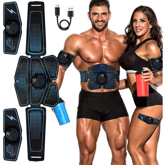 Ceinture Abdominale Electrostimulation Queath – 8 Modes, 18 Intensités, Rechargeable USB, EMS Pour Abdos, Bras, Jambes, Fesses – Musculation Sans Effort