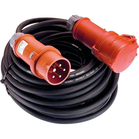 Câble Rallonge Électrique Cee 10 230v / 16a 5 Pôles Fiche À Inverseur ...