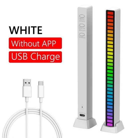 AURTEC Lumière rythmique de musique RVB à activation vocale, contrôle du son RVB, lumière d'ambiance améliorée de 40 bits avec contrôle par application (une pièce, noir AURTEC Lumière rythmique de musique RVB à activation vocale, contrôle du son RVB, lumière d'ambiance améliorée de 40 bits avec contrôle par application (une pièce, noir
