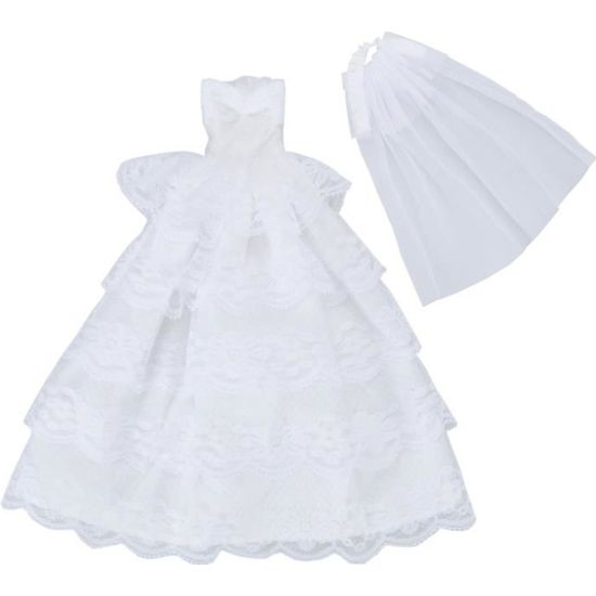 ROBE DE MARIÉE blanche et bleue pour poupée Barbie + accessoires EUR 5,50 - FR