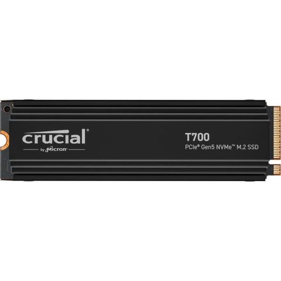 Crucial T700 1To Gen5 NVMe M.2 SSD avec dissipateur thermique CT1000T700SSD5 - Jeux, Photographie, Montage vidéo