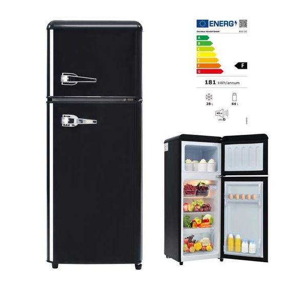 Refrigerateur congelateur en haut 92L (64L+28L) avec 2 portes - température  - 27° à 13° - lumière LED - classe énergétique F - - Achat / Vente  réfrigérateur classique Refrigerateur congelateur en