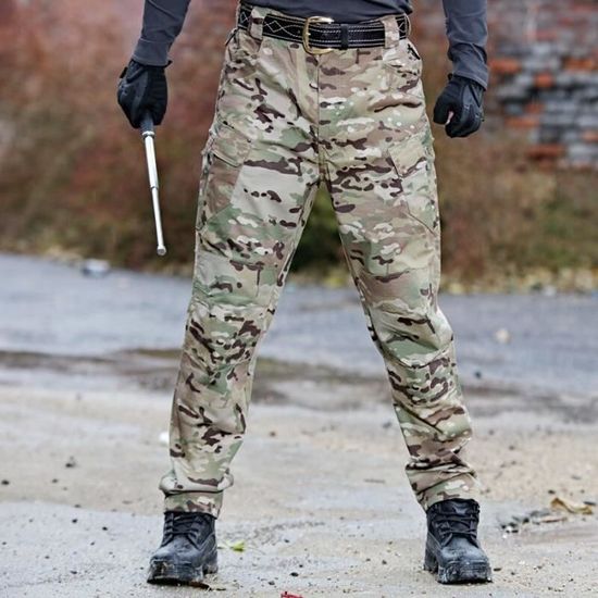 Pantalon Cargo Militaire Lilychan - Camouflage, Multi-Poches Et Genouillères