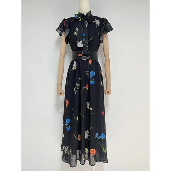 Robe Anatomie Sans Manches - Motif Patte Décalé Colorblock Bleu Marine/noir - Taille XS Occasion