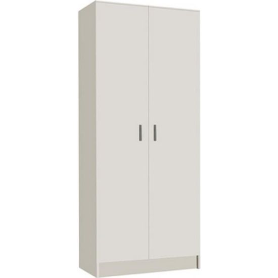 Armoire rangement nettoyage 2 portes en mélamine coloris blanc Dim