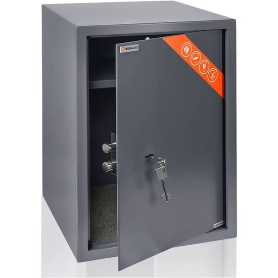 HMF Coffre-fort à clés, coffre-fort pour meubles avec serrure à double panneton, pour la maison ou le bureau | 38 x 30 x 30 cm | Anthracite