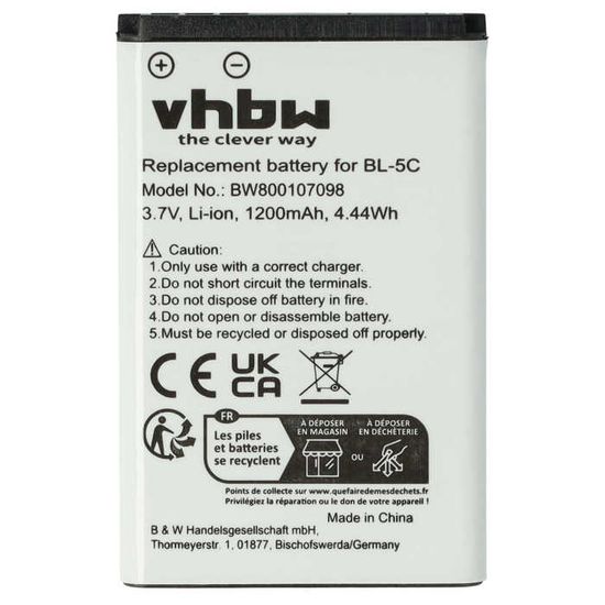 Vhbw LiIon batterie 1200mAh (3.7V) pour téléphone Smartphone Doro