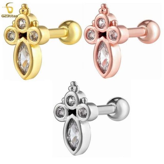Boucle D'oreille Cartilage Anneau Simple - Argent, Or Rose Ou Noir, 5-6mm, Pour Tragus Ou Hélix