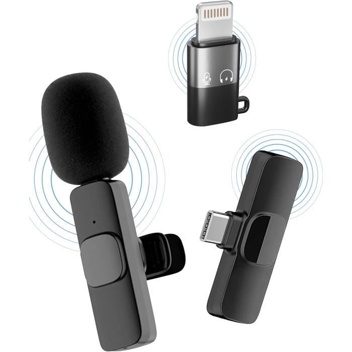 Hmkch Micro Cravate Sans Fil Microphone Cravate Sans Fil Plug-Play Avec 2 Micros Pour Enregistrement Mini Micro Sans Fil