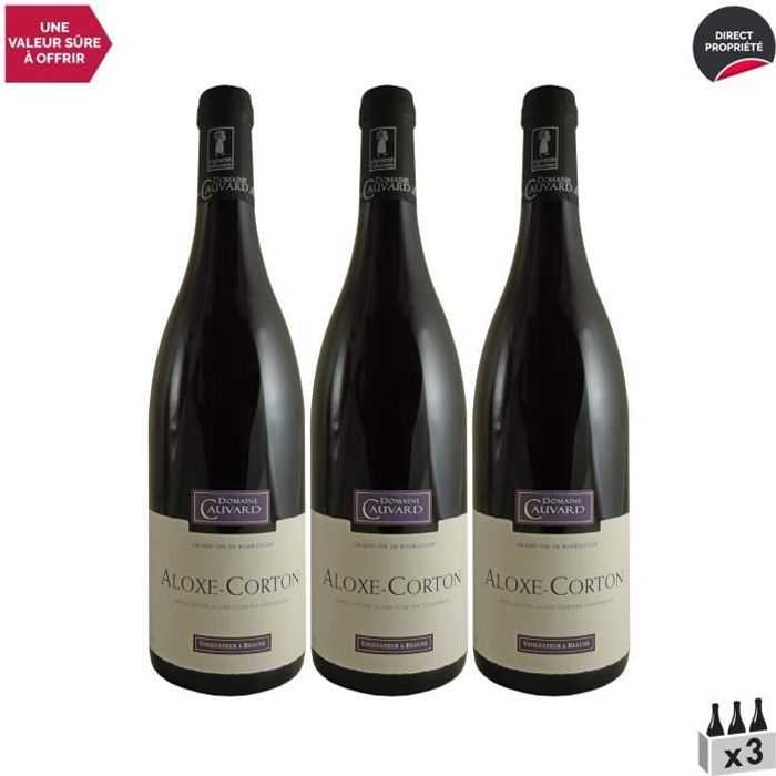 Aloxe-Corton Rouge 2017 - Lot de 3x75cl - Domaine Cauvard - Vin AOC Rouge de Bourgogne - Cépage Pinot Noir