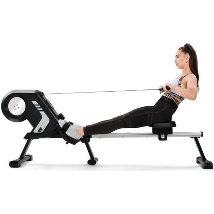 Rameur magnétique pliable 150 kg, 8 Niveaux de résistance, LCD, Rail en Aluminium