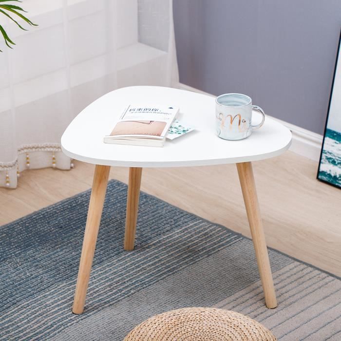 Blanc - Table Basse Gigogne - Lot de 3 - Pieds en bois massif