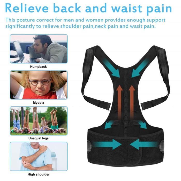 Réglable Posture Correcteur,Ceinture de Maintien Dorsale,Redresse Dos avec 10 Aimants pour Les Hommes et Les Femmes XL 84 ~ 110cm
