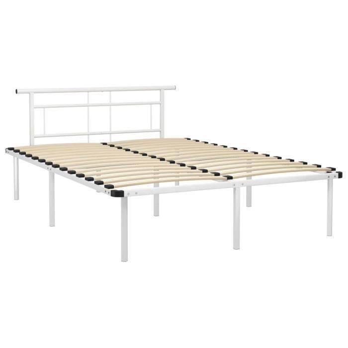 Jardin - Lit adulte Décor - Cadre de lit - Lit Adulte pour 2 personnes Blanc Métal 140x200 cm Style ancien 59359