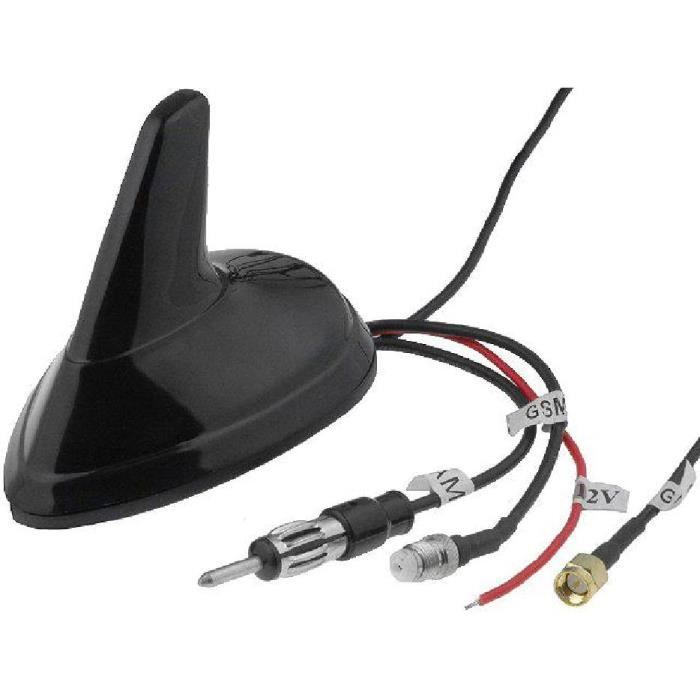 Antenne Aileron de requin AM FM GPS GSM DIN FME-A SMA-A noir 12VDC 3dBi