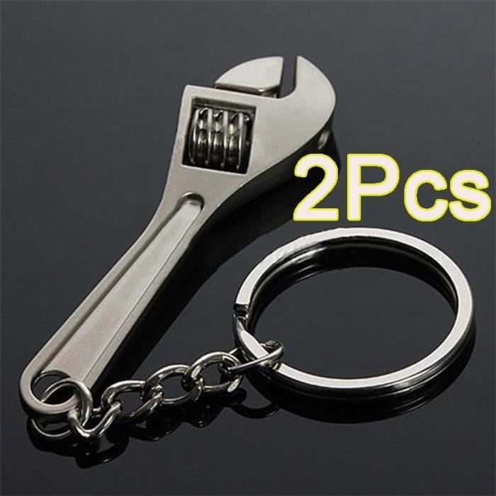 2pcs clé à molette porte-clés clé anneau porte-clés en métal Outil de création de porte-clés Merci8307