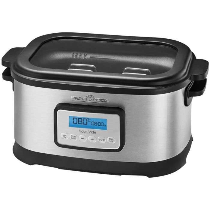 PROFI COOK PC-SV 1112 - Cocotte mijoteuse et cuiseur sous vide basse température - Capacité 8,5 Litres - 520 Watts - Couleur Argent