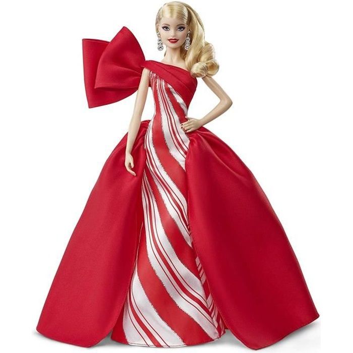 Barbie Signature Poupée de Collection Tenue de Noël, Robe Blanche et Rouge, Édition 2019, Jouet Collector, FXF01