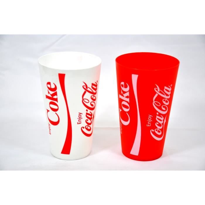 Lot de 2 verres en plastique Coca-Cola - Rouge & Blanc