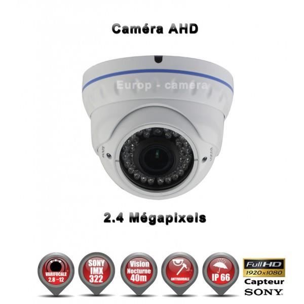 Dôme AHD Anti-vandal FULL HD 1080P 2.4MP Capteur 1-2.7' SONY IMX322 IR 35m étanche réf: EC-AHDD30FHDB - caméra surveillance -