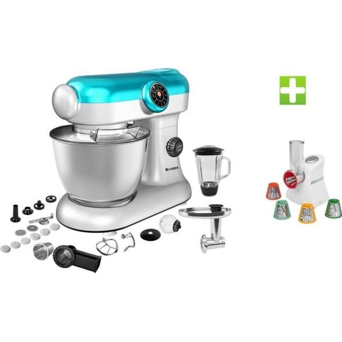 KLAISER Pack Robot Pétrin Pâtisser Multifonctions Kitchen Mix Km284MEX Professional avec Machine à pâtes et Kit Tranchoir / Râpe