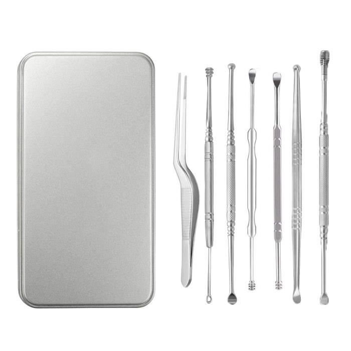 Kit de nettoyage d'oreille Spiral Ear Wax Cleaner Outil de retrait Curette Ear Pick Cleaner Pointe courbée Brucelles