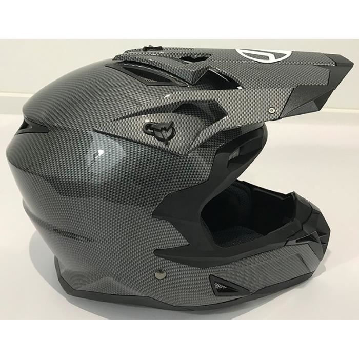 CASQUE MOTO CROSS QUAD VTT BMX NOIR CARBONE JLP RACING TAILLE L 59 60 CM