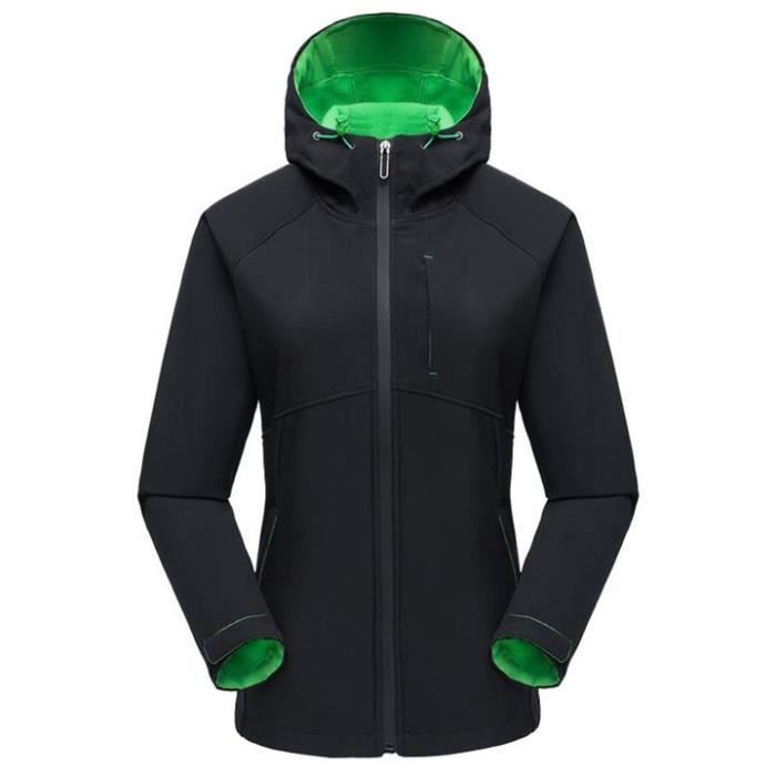 Veste Softshell Femme Couleur unie Doublee Polaire Imperméable Coupe-Vent Veste Femme de Randonnée