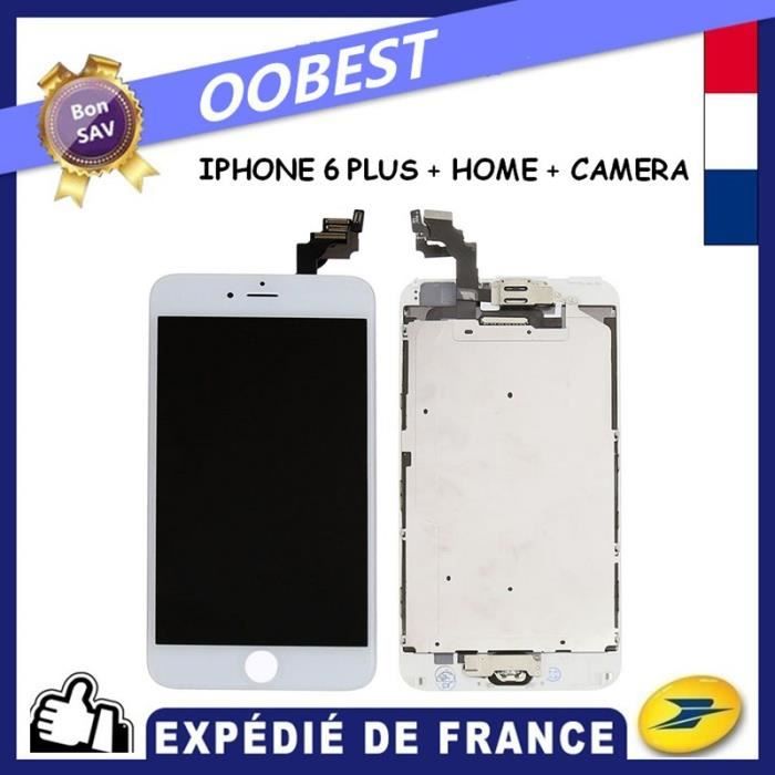 BLANC ECRAN LCD POUR IPHONE 6 PLUS COMPLET + HOME CAMERA+ VITRE TACTILE CHASSIS